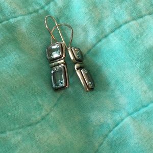 Pale aquamarine earrings set in sterling. Marked.